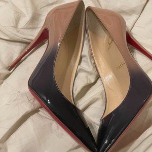 Christian Louboutin "Kate 100 Patent Degrade" Black/Nude Pumps EU 37